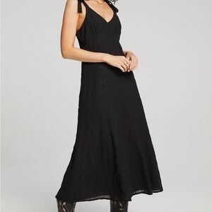 NWT Salt Water Luxe cline tank midi dress black size small lined tie straps